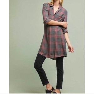 Cloth and Stone Plaid Tunic Top Size S